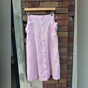 Vintage Pink Checkered A-Line Skirt